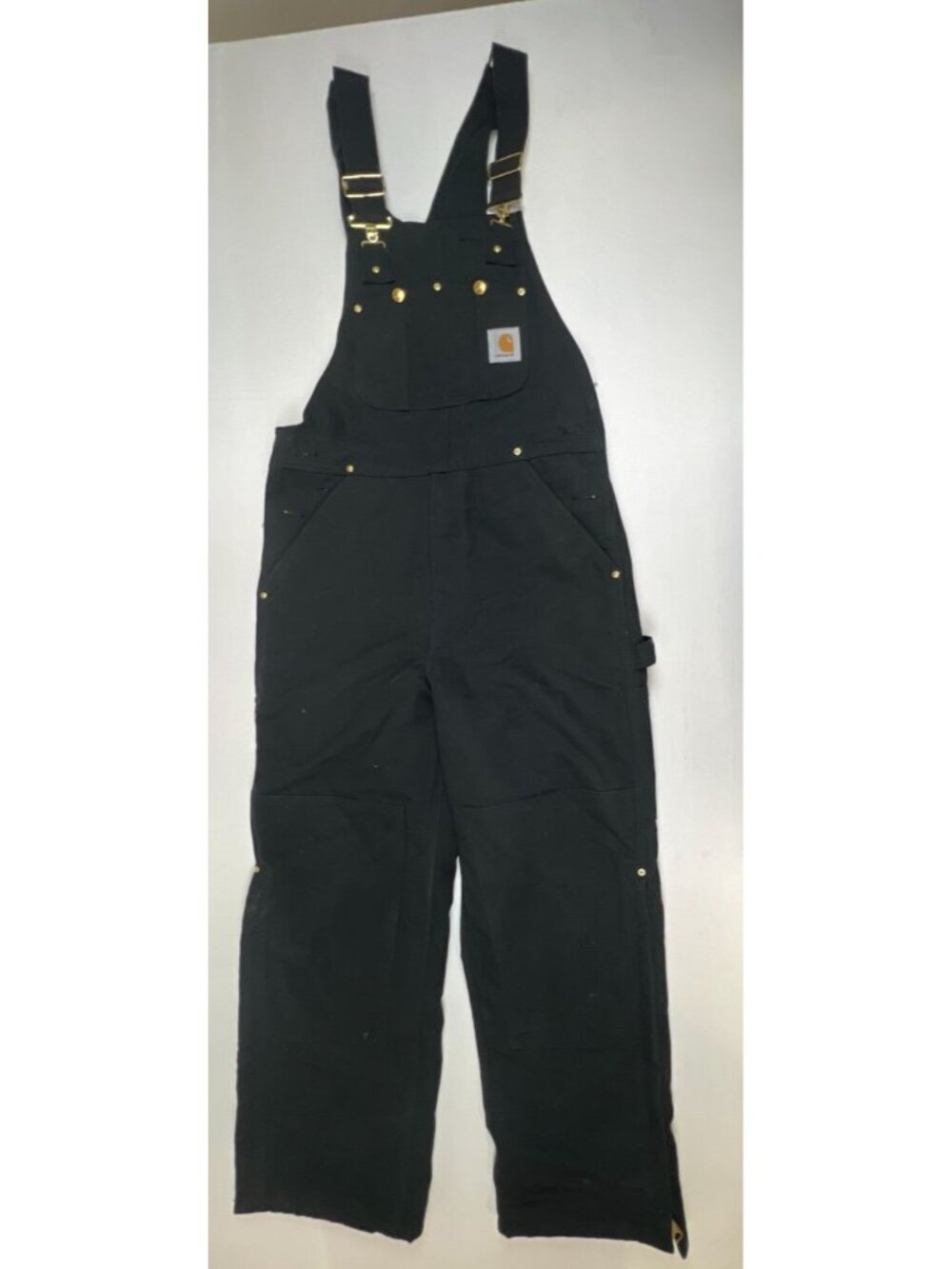 VTG Carhartt Men 32 X 30 R02 BLK Quilt Lined Duck Bib Overalls Black Made in USA